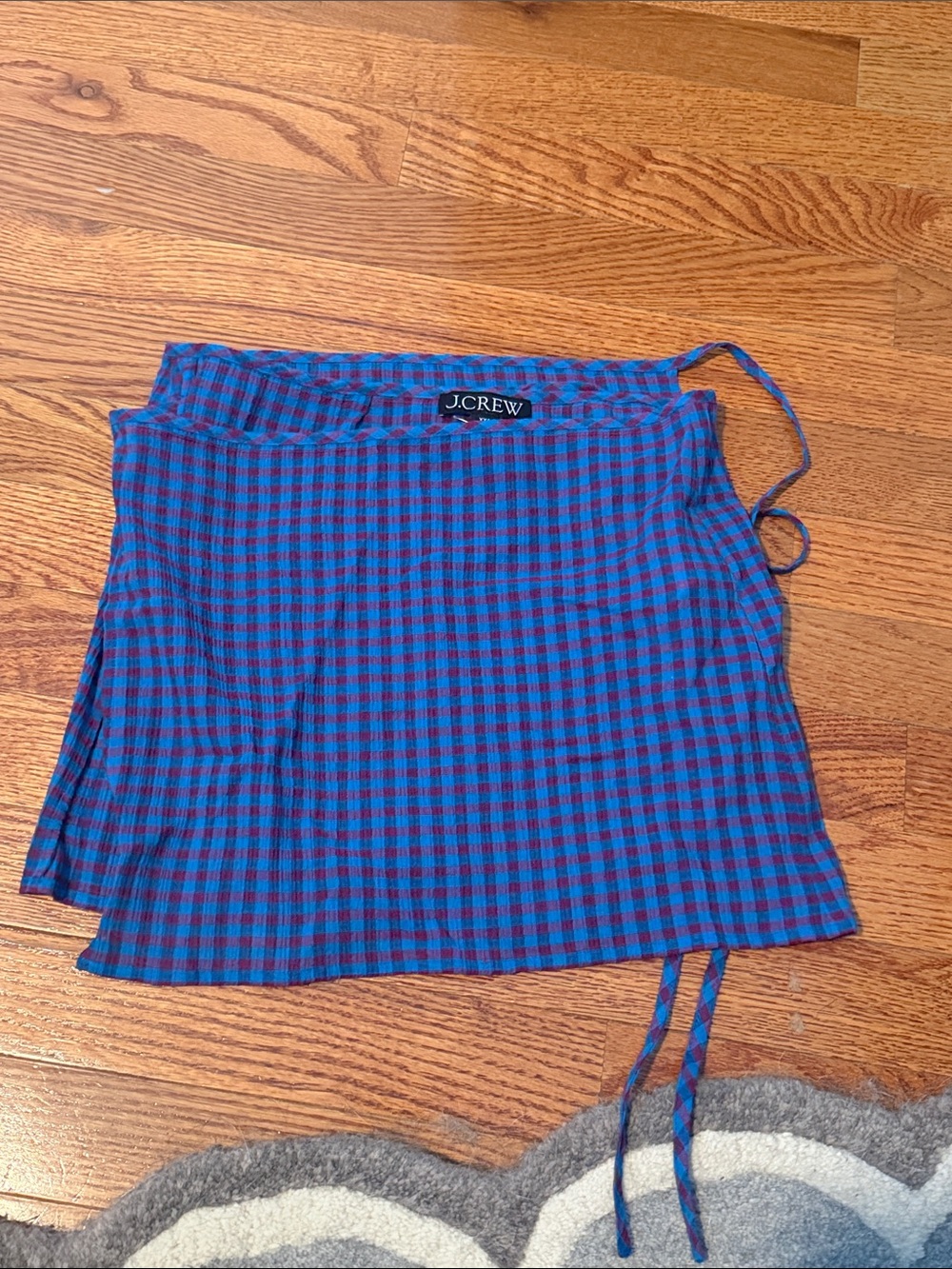 NWT J.Crew Blue and Red gingham Wrap Skirt - XXS